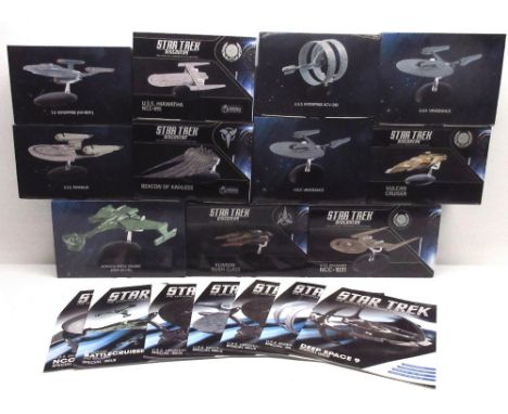 Twenty One boxed Star Trek 'The Official Starship Collection' models by Eaglemoss including magazines. Models mint, boxes at 