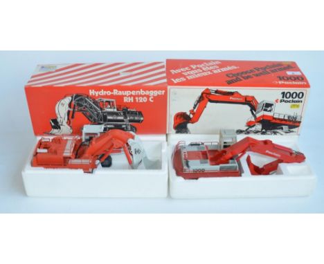 Two boxed 1/50 scale diecast hydraulic excavator models to include a CEF 1/50 scale diecast Poclain 1000 with working rubber 