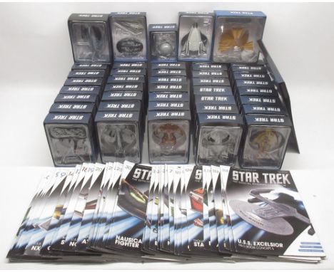 Collection of Star Trek 'The Official Starships Collection' (Eaglemoss) magazines and models with original packaging, edition