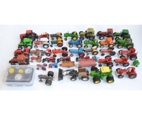 Collection of previously displayed scale tractor models, diecast and plastic and mostly 1/32 scale to include Lone-Star, Brit