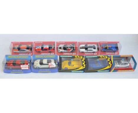 Ten boxed 1/32 scale racing slot car models to include 5x Ninco and 5x Scalextric to include Special Edition No117 C2160 Toyo