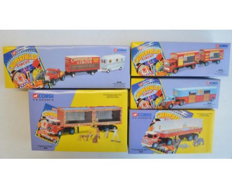 Five boxed limited edition 1/50 scale Corgi Chipperfields Circus diecast model sets to include 11201, 97889, 97887, 97885 and