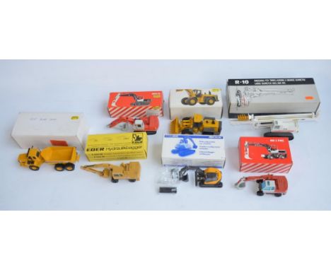 Seven 1/50 scale diecast plant models to include NZG Komatsu MT30 Articulated Dump Truck (Art No 406, model near mint in exce