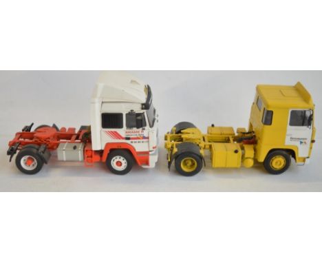 Two well built and detailed 1/24 scale truck cab unit plastic models kits to include sympathetically weathered P&amp;O Ferrym