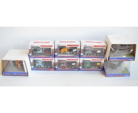 Nine Corgi 1/50 scale diecast limited edition Truckfest model cab units to include 3 blister pack boxed examples, CC12923, CC