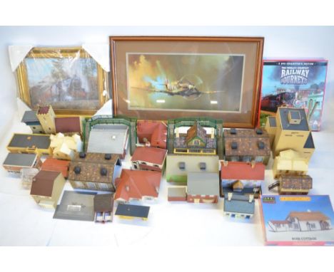 Collection of mostly plastic OO gauge railway buildings, an 8 DVD Collectors Edition "The World's Greatest Railway Journeys" 