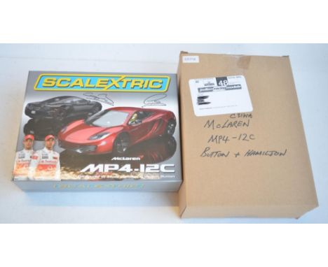 Scalextric C3171A limited edition McLaren MP-4-121C 2 car racing set Jenson Button/Lewis Hamilton configured, 3096/5000. Box 