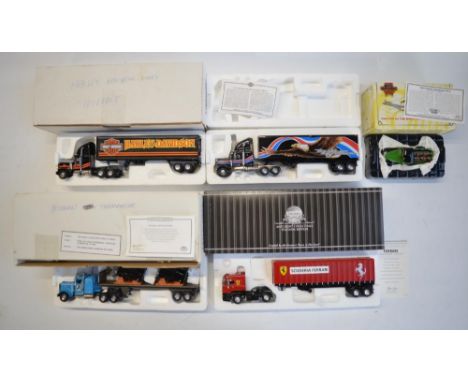 Five boxed Matchbox Collectibles diecast truck and van models to include DYM37040 Harley Davidson Peterbilt Truck And Trailer