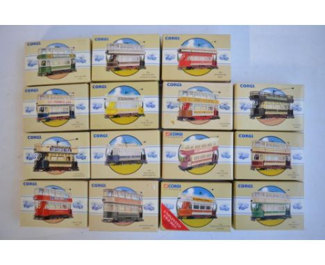 Fifteen boxed diecast Corgi 1/76 scale Classic Commercials range tram models to include standard and limited edition models (