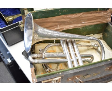 A vintage Besson &amp; Co, class A cornet, serial number 78359, in lined case (af)