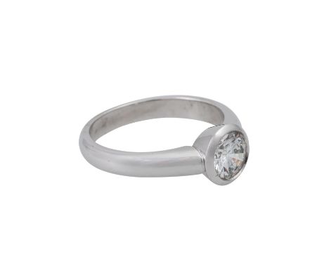   Solitärring mit Brillant von 1,061 ct,  FW (G)/IF laut DPL-Expertise von 1993, KP (1994): umger. ca. 10.500 €, WG 18K, 7,1 
