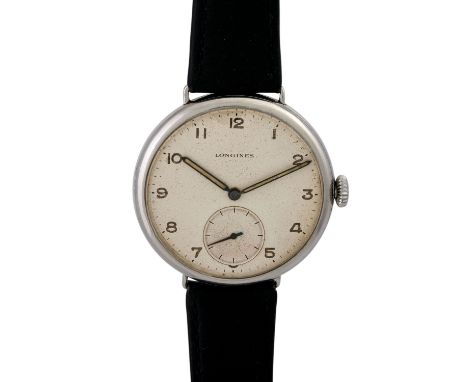   LONGINES Fliegeruhr,  Vintage, Stahl, Handaufzugswerk mit kleiner Sekunde, schönes schlichtes Design mit arabischen Ziffern