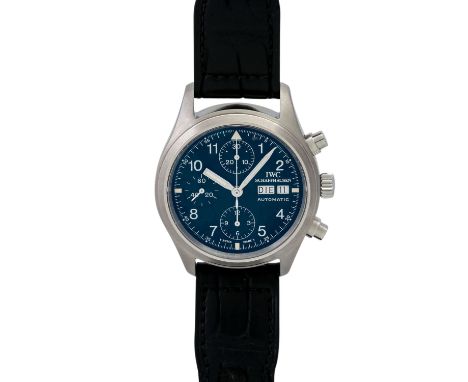   IWC Fliegerchronograph, Ref. 3706. Armbanduhr.  Edelstahl. Automatic-Werk. Lederband mit originaler Stiftschließe. Gebrauch