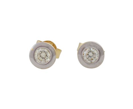   Solitaire-Ohrstecker mit Brillanten je 0,25 ct (punziert),  ca. GET (O-P)/VVS-VS, GG 14K, 2,7 g, 20./21. Jh., leichte Trage