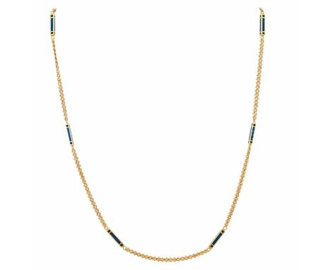   FABERGÉ by VICTOR MAYER Kette  mit blauem und grünem Email, lim. Edition 16/500, GG 18K, 15,6 g, 20./21. Jh., guter Erhalt,