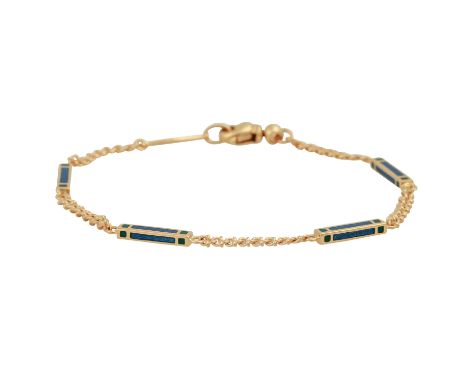   FABERGÉ by VICTOR MAYER Armband  mit blauem und grünem Email, lim. Edition 20/500, GG 18K, 7,7 g, 20./21. Jh., guter Erhalt