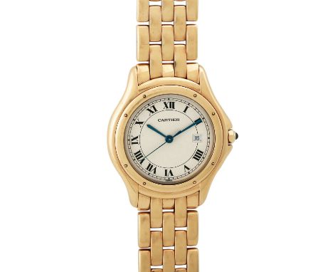   CARTIER Vintage Cougar, Ref. 887904. Damenuhr.  Gold 18K. Quarz-Werk. Gebrauchsspuren an Band und Gehäuse! Geh.-Durchmesser