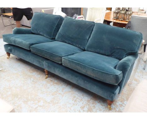 SOFA.COM SOFA, in a velvet finish (with faults, leg lacking), 247cm L x 79cm H 97cm D.