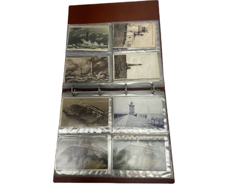 Edwardian and later postcards mostly relating to lighthouses, housed in a ring binder album, approximately 150