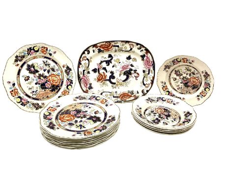 Masons dinner wares in Mandarin pattern, consisting of eight dinner plates and five soup bowls, together with Masons Mandalay