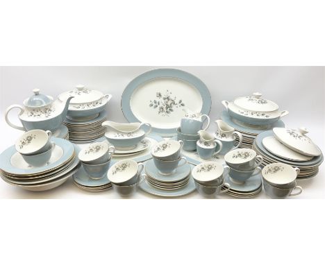 Royal Doulton Rose Elegans pattern tea and dinner wares, to include teapot, fourteen cups and saucers, two milk jug, cream ju