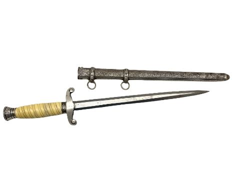 WW2 German Third Reich Army Officer's dress dagger, 25.5cm twin edge blade with eagle cross guard, white celluloid grip with 
