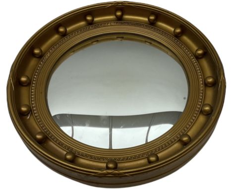 Vintage convex wall mirror, of circular form with gilt frame, D42cm