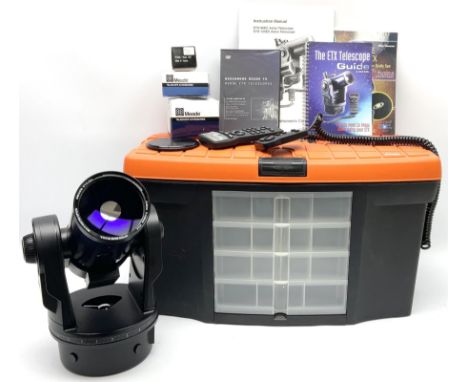 Meade ETX-90EC telescope, with 'plossl 7.5mm' eyepiece, Meade '#933 45 degree erecting prism', '#505 connector cable set', in