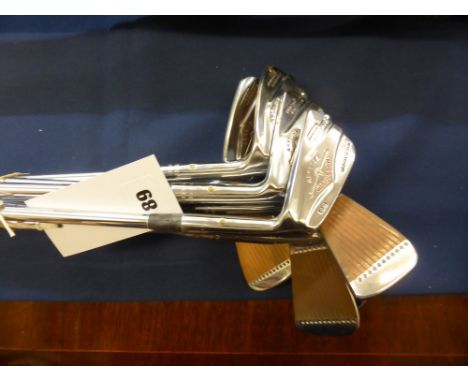 Set of vintage MacGregor "Tourney" golf club irons, owned by former Ryder cup player (1975) Norman Wood, right handed, consis