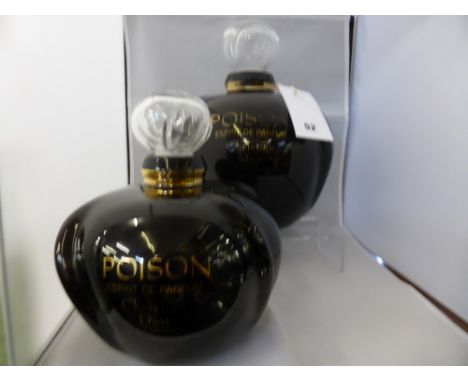 Two extra large Christian Dior Poison Espirit de Parfum glass factice (display) counter top perfume bottles, the largest meas