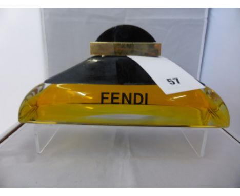 A rare vintage extra large Fendi parfum glass factice (display) counter top perfume bottle, fluid filled, measures 11¼ inches