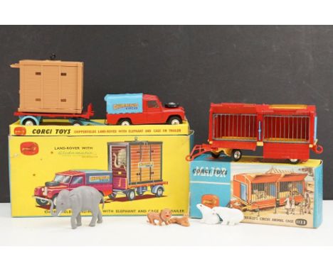 Two boxed Corgi Chipperfield Circus diecast models to include Gift Set No 19 Land Rover with elephant and cage on trailer, wi