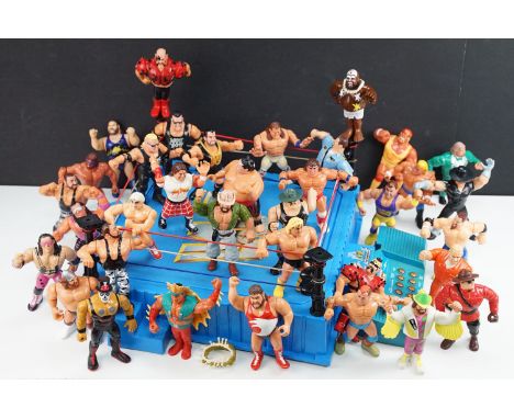 WWF / WWE Wrestling - 35 Original Hasbro figures to include Razor Ramon, Million Dollar Man with belt, Bushwackers, The Mount