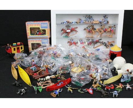 Collection of over 150 x Timpo plastic figures and accessories to include Wild West, Knights, Viking, American Revolution and