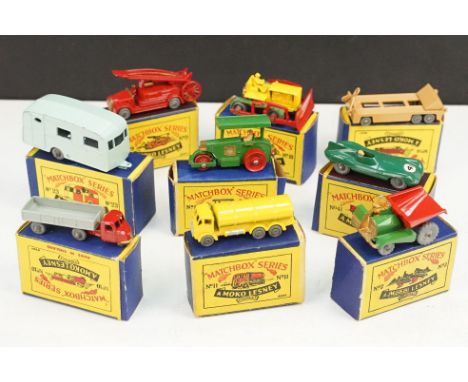 Nine boxed Matchbox 75 Series diecast models to include 41, 23, 11, 1 (box missing a side end flap), 2, 10, 9, 16 and 18, die