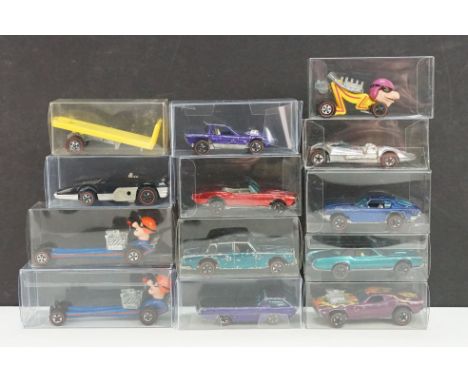 10 Mattel Hot Wheels redline diecast models to include Python in purple, Custom Eldorado in metallic green, Custom Firebird i