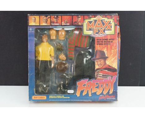 Boxed Matchbox MAXX FX A Nightmare on Elm Street Freddy figure and outfit set, complete with accessories, previously removed 