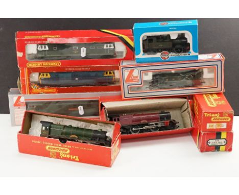 Nine boxed OO gauge locomotives to include 3 x Hornby (R041 GWR Loco Pannier Tank, D7063 BR &amp; R074 Hymek Diesel Loco), Ai