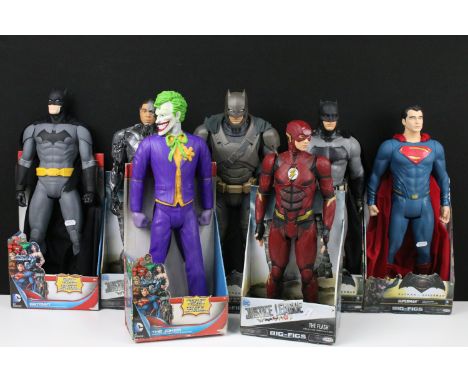 Seven boxed Jakks Pacific DC Big Figs to include The Joker, The Flash, Batman, Justice League Cyborg and 3 x Batman v Superma