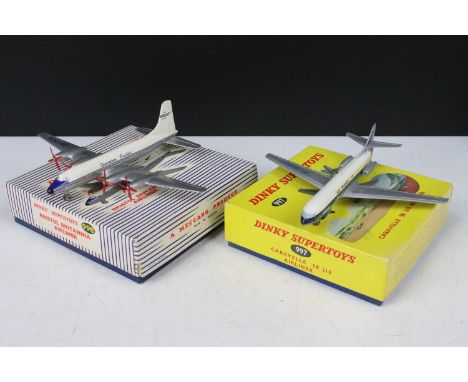 Two boxed Dinky Supertoys diecast model planes to include 997 Caravelle SE210 Airliner - Air France and 998 Bristol Britannia