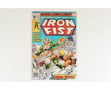 Comics - Marvel Iron Fist issue #14 comic 1st appearance of Sabre Tooth US version, vg condition with minor edge wear, contai