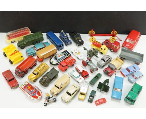 37 Mid 20th C diecast, plastic and tin plate models to include Lone Star Roadmasters Cadillac 62 Sedan, Dinky Ford Sedan, Mat