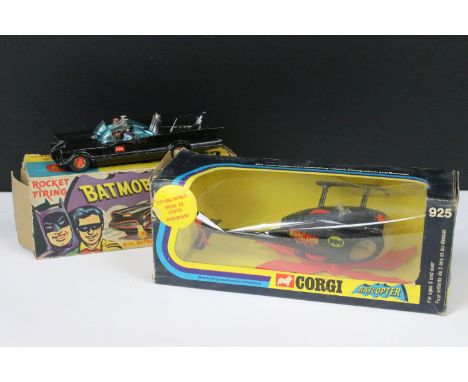 Two boxed Corgi Batman diecast models to include 267 Batmobile with both Batman &amp; Robin figures, red Batman hubs (diecast