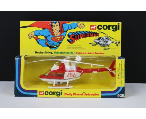 Boxed Corgi 929 Superman Daily Planet Jetcopter diecast model, diecast ex, box vg with a split to box window