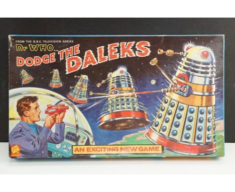 Boxed Codeg From The BBC Television Series Dr Who Dodge The Daleks Board Game, circa 1965, complete with 4 x coloured plastic