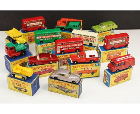 14 Boxed Matchbox 75 Series diecast models to include 30 8 Wheel Crane, 44 Rolls Royce Phantom, 8 Caterpillar Tractor, 2 Muir