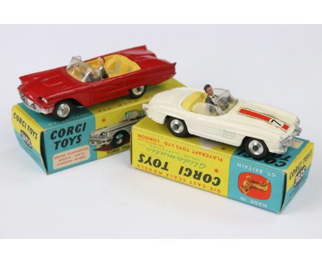 Two boxed Corgi diecast models to include 215S Ford Thunderbird Open Sports in red, with driver (a few paint chips) and 303S 