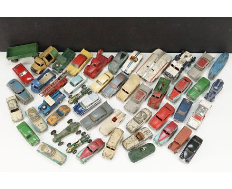 Over 40 Mid 20th C play worn diecast models to include Dinky, Corgi &amp; Triang Spot On featuring Spot On Volkswagen, Corgi 