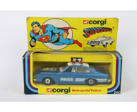 Boxed Corgi 260 Superman Metropolis Police diecast model, ex with vg box