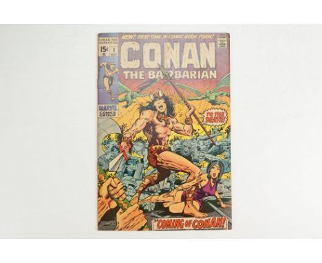 Comics - Marvel Conan the Barbarian comic issue #1 US version, foxing but vg condition overall, contained within strong plast